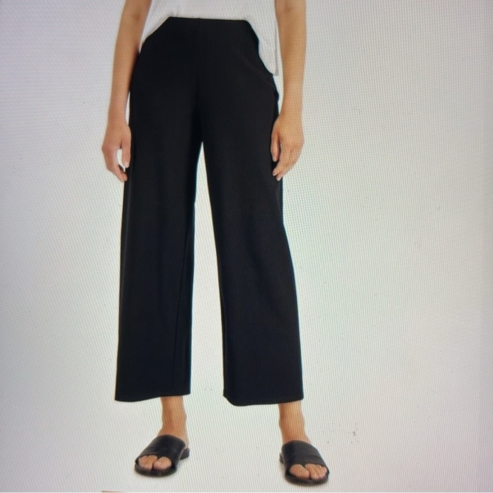 Eileen Fisher Navy Ponte Wide-Leg Pants